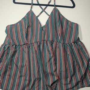 SHEIN 4XL PEPLUM TANK TOP, STRIPES, MULTICOLOR